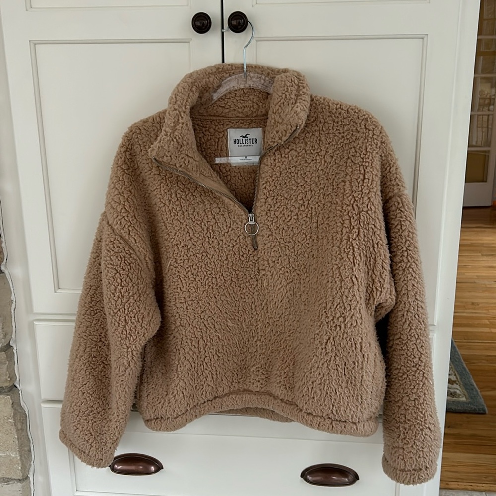Tan Hollister Quarter Zip Fleece